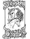 Breyer Birthday Card Coloring Page - Front