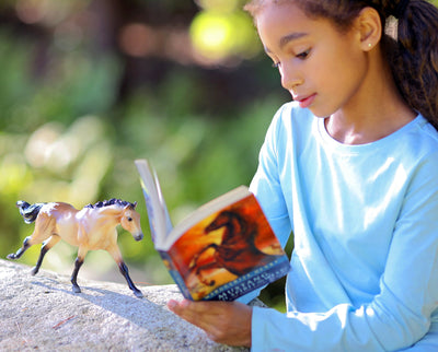 A girl reading Mustang, Wild Spirit of the West Book Set