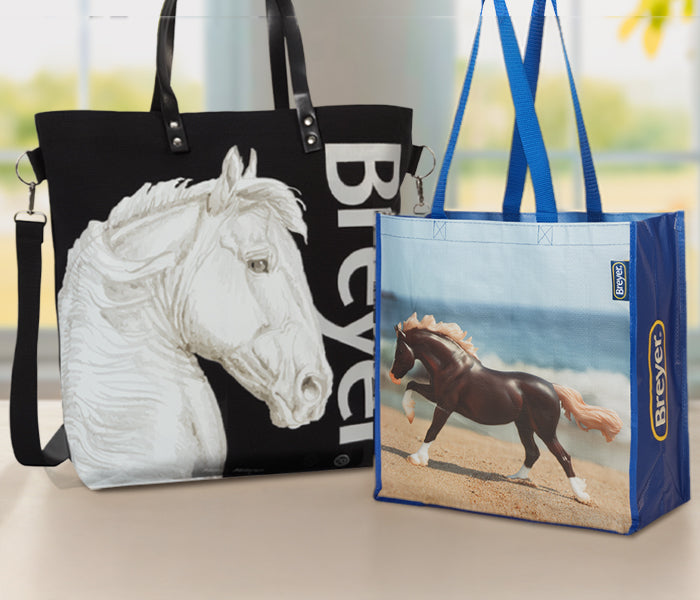2 Breyer Bags on a table in a house