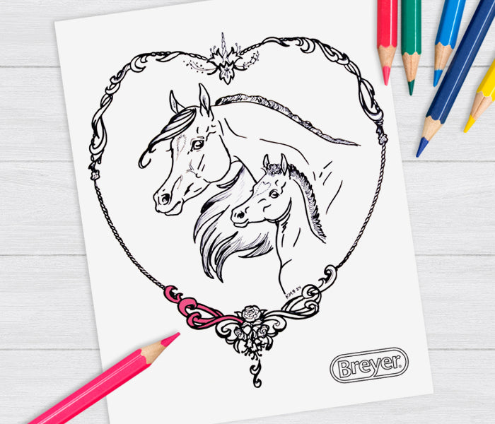 The 2026 Valentine's Day Coloring Contest - The printable being colored in with colored pencils on a white wood background