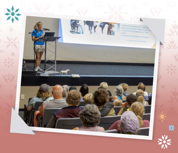 BreyerFest Seminars with an image of a past seminar on a red brackground