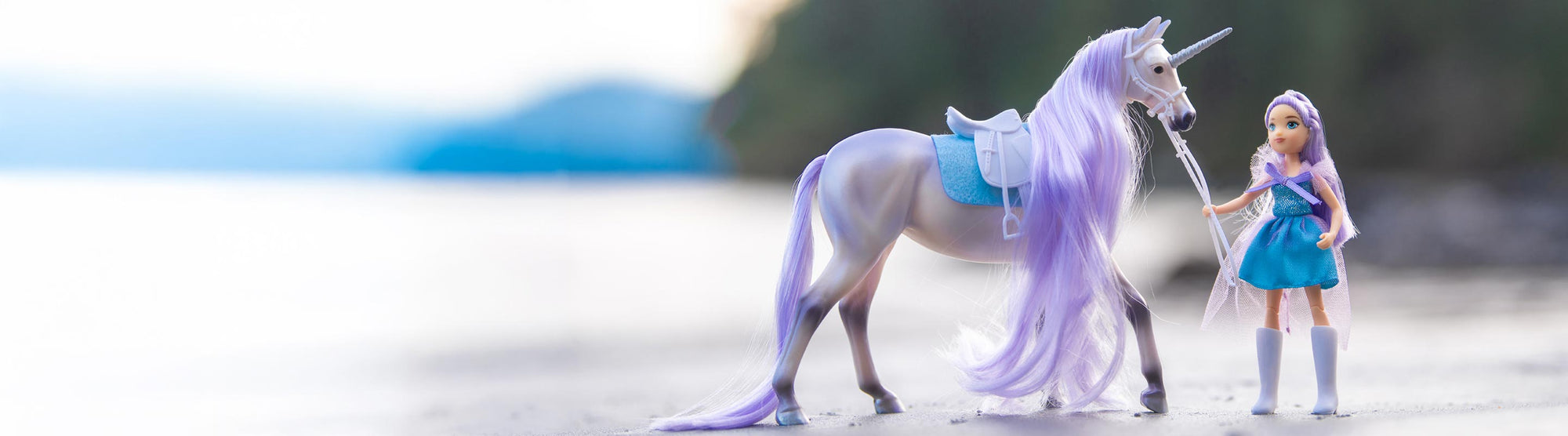Breyer Fantasy Featuring Twila and Moonstone on a beach