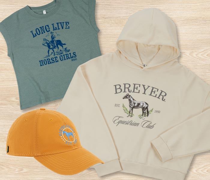 Breyer Gifts featuring hoodies, shirts and a towel on a wood background