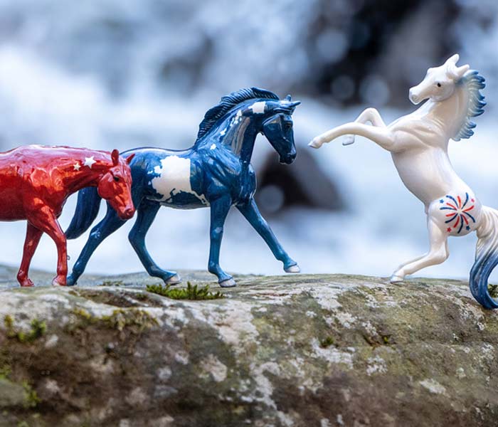 Americana Sale - Featuring the Pursuit of Happiness Set on a rock in front of a waterfall.
