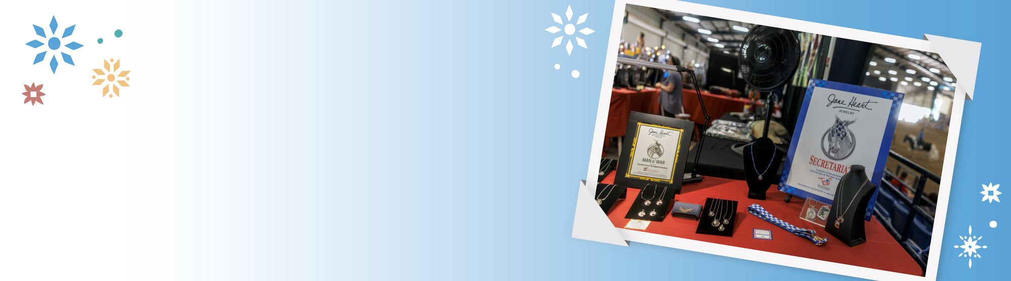 Shopping at BreyerFest featuring a table with jewelery