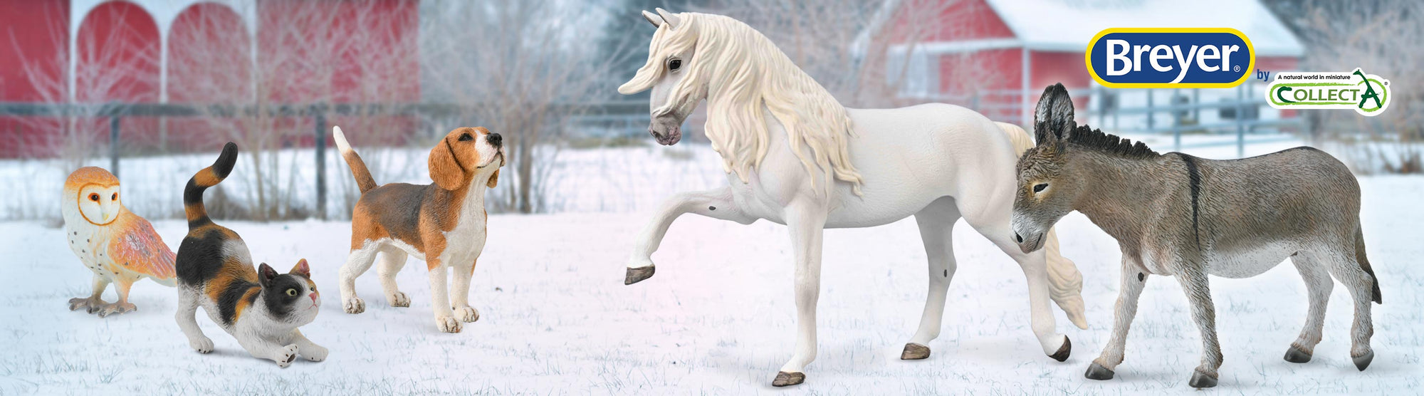 Breyer by Collecta featuring a horse, donkey. dog, and more.
