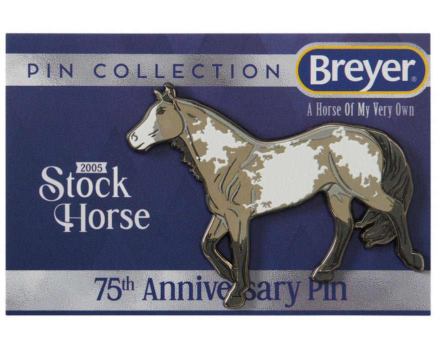 75th Stock Horse Deluxe Enamel Pin on backer