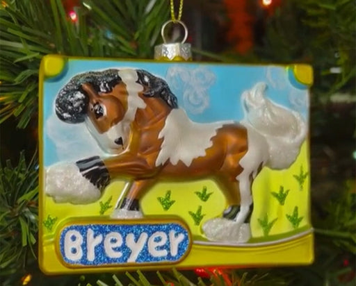 Blown Glass Ornament | 2025 hanging on a tree