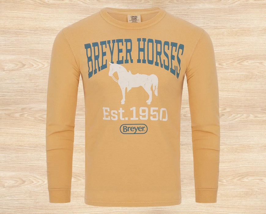 Breyer 1950 Western Horse Long Sleeve T-Shirt on wooden background