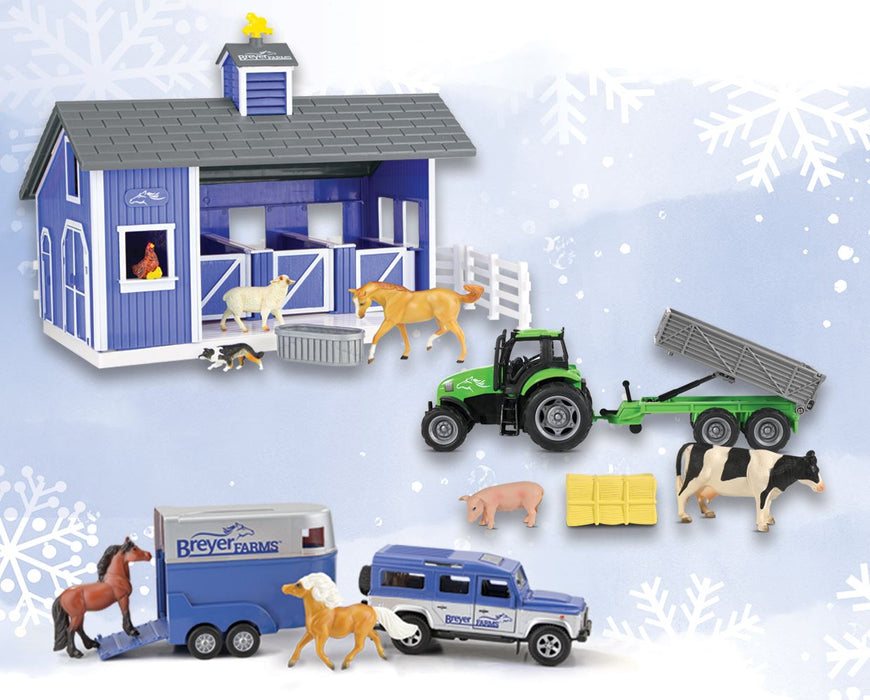 Breyer Farms Bundle featuring a barn, vehicles, and more