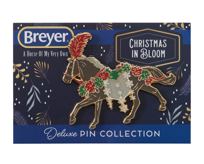 Christmas in Bloom Deluxe Enamel Pin on backer card
