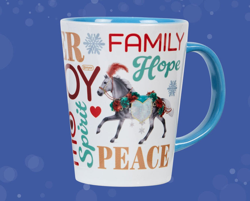 Christmas in Bloom Holiday Mug - one side shown on a blue background