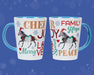 Christmas in Bloom Holiday Mug - both sides shown on a blue background