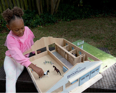 A girl playing with The Deluxe Arena Stable