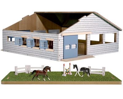 The Deluxe Arena Stable shown with horses