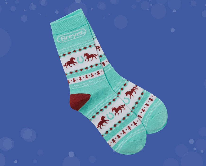Holiday Socks shown on a blue background