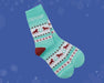 Holiday Socks shown on a blue background