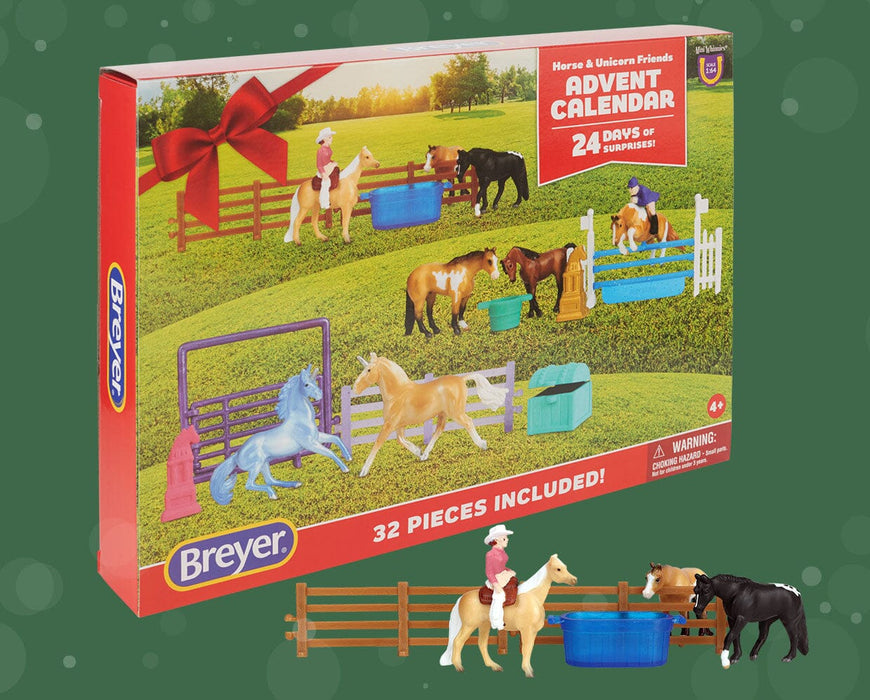 Horses & Unicorn Friends | 2025 Advent Calendar - packaging on a green background