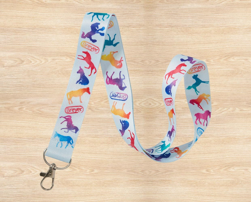 Lanyard | Multi-Colored Horses - on wooden background