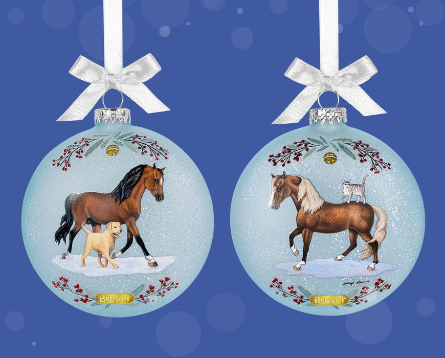 Morgan & Friends | 2025 Artist Signature Ornament - on blue background