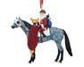 Off to the Races | 2026 Santa Ornament - facing left on a white background