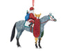 Off to the Races | 2026 Santa Ornament - facing right on a white background