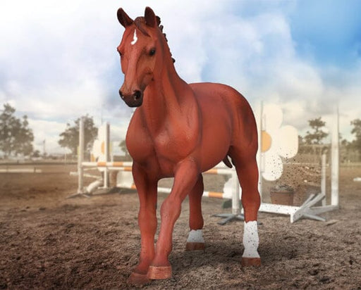 Phar Lap, Thoroughbred Stallion - Chestnut with jumping background