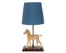 Phoebe on lamp facing left on a white background