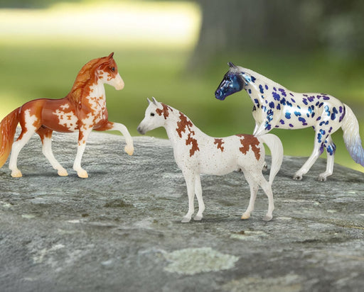 Stablemates Club 2025 International Shipment #2 - Javier, Chickadee and Madonna standing on a rock