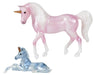 The two included models in the Unicorn Magic Carriage & Foal Playset