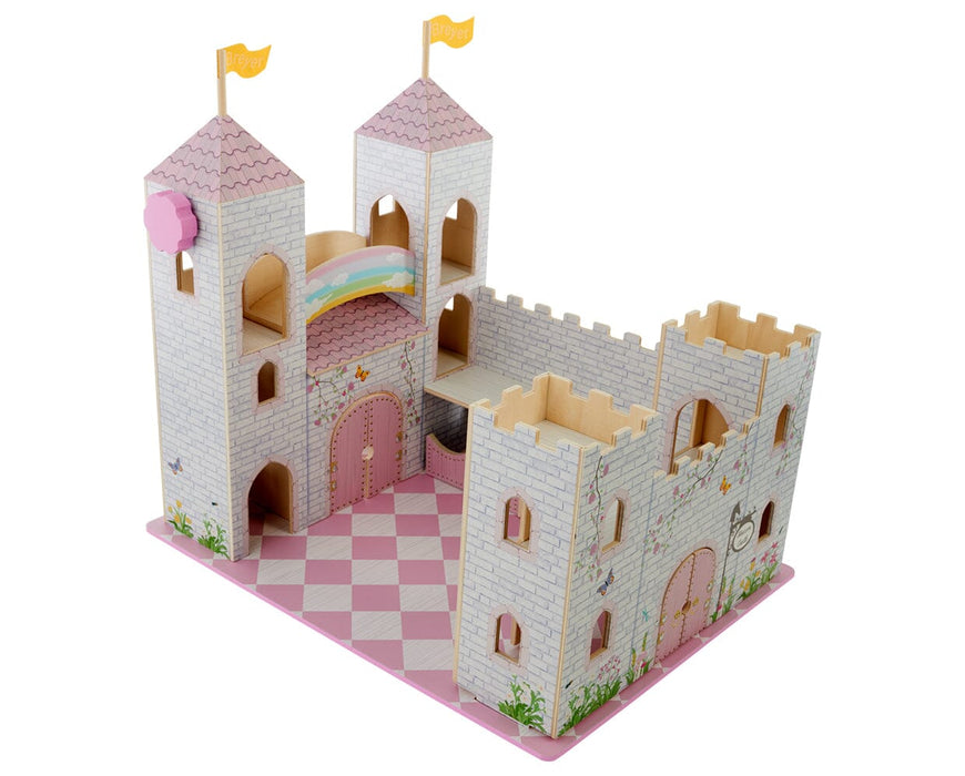 Unicorn Magic Deluxe Wood Castle Playset - showing the courtyard on a white background