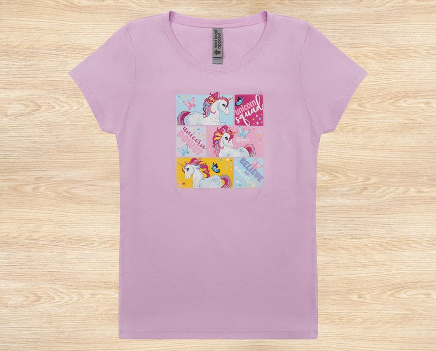 Unicorn Squad T-Shirt | Youth Sizes on wooden background