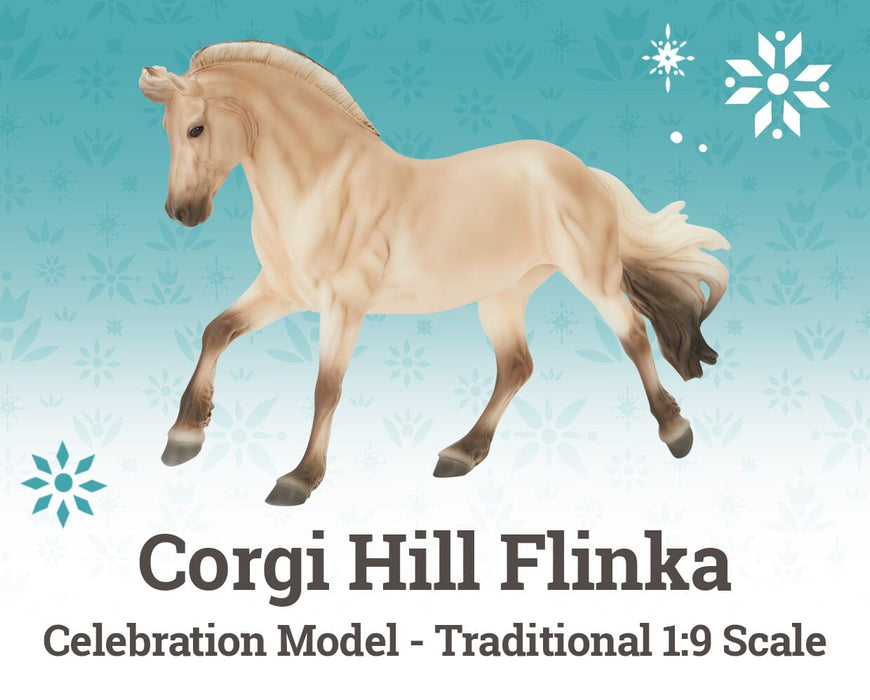 Corgi Hill Flinka - Celebration Model - Traditional 1:9 Scale on a blue-green background