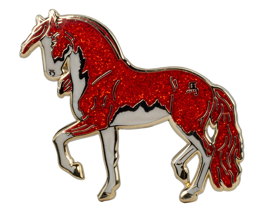 Yàn Wǔ | Fire Horse Deluxe Enamel Pin on white background