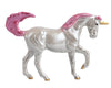 Moonstone - a silver model with pink mane and tail, gold hooves and horn