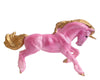 Tourmaline - a pink model with a gold horn, mane and tail