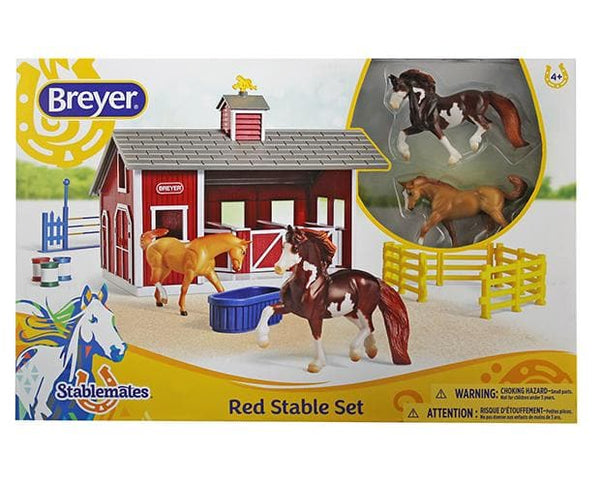 Stablemates Red Stable Set with Two Horses - BreyerHorses.com